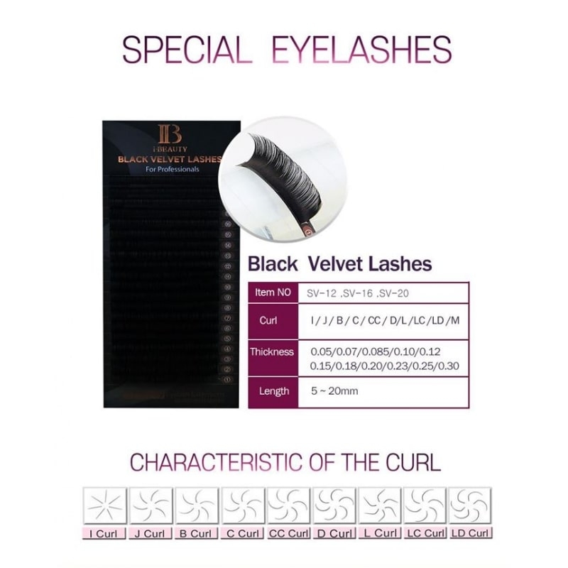 iBeauty Lash  Black Velvet MIX M — Загиб 20 линий