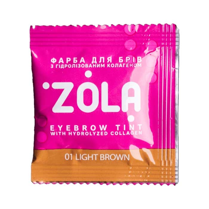 Сашет Краски для бровей с коллагеном 01 Light Brown + окислитель ZOLA
