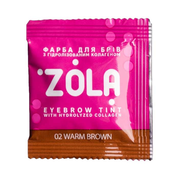Сашет Краски для бровей с коллагеном 02 Warm Brown + окислитель ZOLA