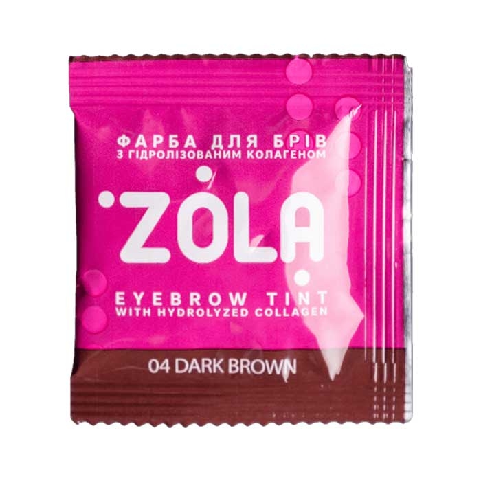 Сашет Краски для бровей с коллагеном 04 Dark Brown + окислитель ZOLA