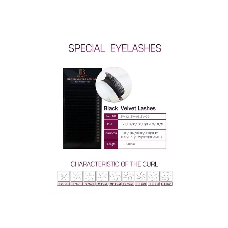 iBeauty Lash Black Velvet L — Загиб 20 линий