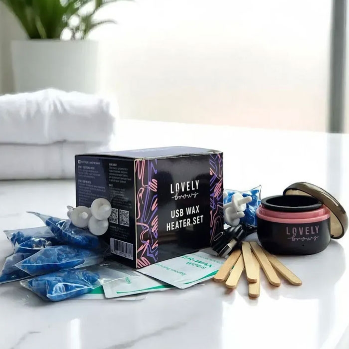Набор для депиляции с мини воскоплавом USB Lovely Brows розовый