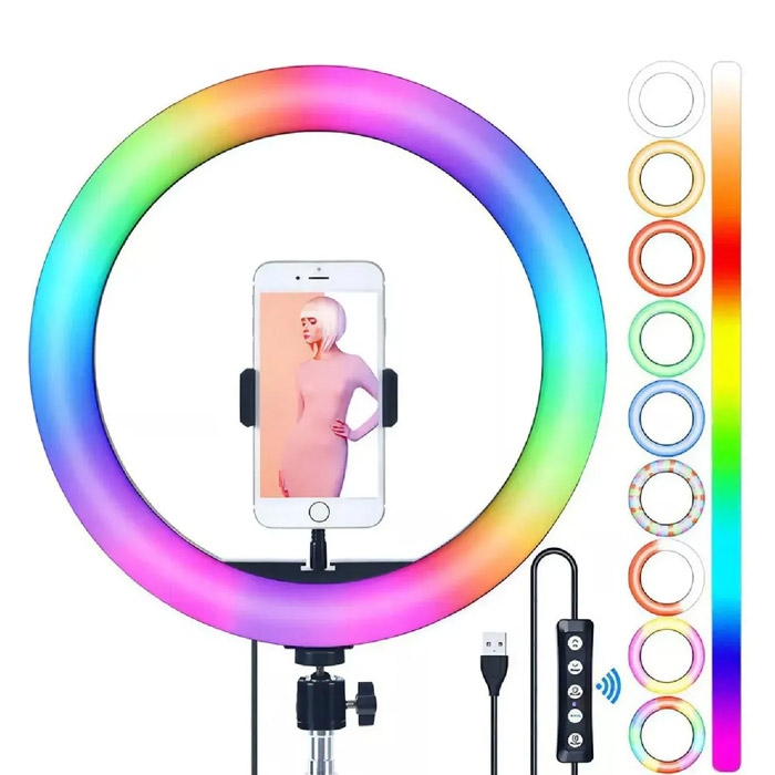 Кольцевая RGB-лампа 18″ (45 см) с ножкой и чехлом